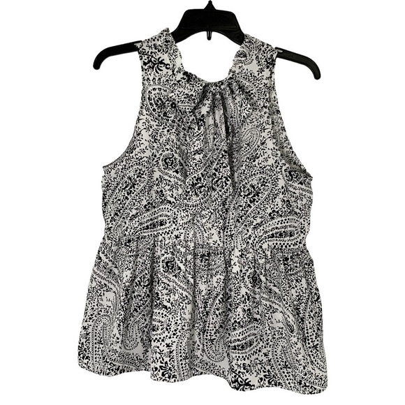 Nwt Andree by Unit Babydoll Sleeveless Blouse High Neckline Tie-Back Closure - Picture 5 of 10